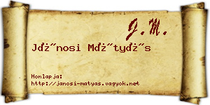 Jánosi Mátyás névjegykártya